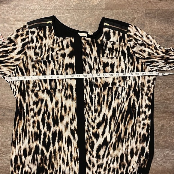 Chico’s Speckled Animal-Blocked Shirtdress Leopard Print Dress size 2 (L/12) - Picture 13 of 16
